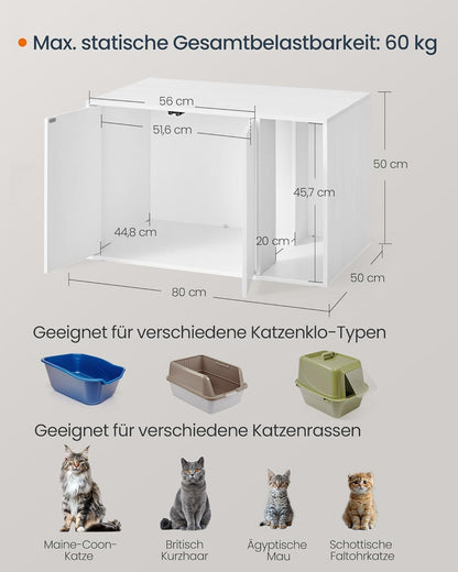 Katzenklo-Schrank mit werkzeugloser Montage, schneeweiss