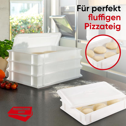 Pizzaballenbox für Pizzateig (2 Boxen + 1 Deckel), 2 x Gusto mit 1 Deckel