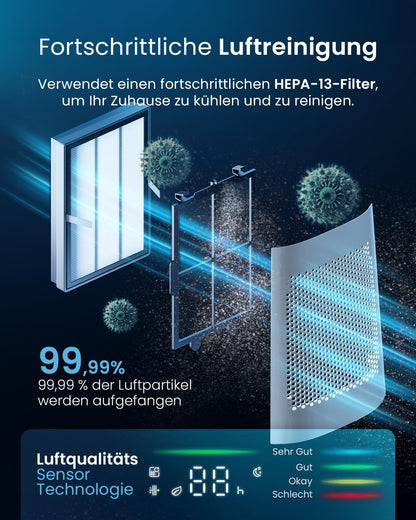 OmniAir Turmventilator mit Luftreiniger, Ohne App / Weiss