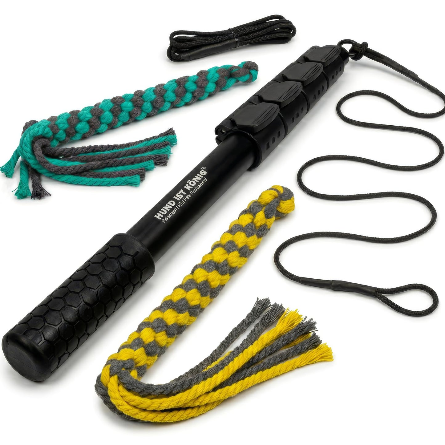 Reizangel-Set für Hunde, Reizangel 151cm + Seile 140cm Schwarz