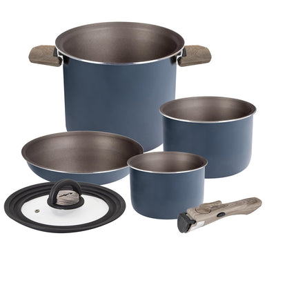 Camping-Kochgeschirr-Set, Alu-Topfset Ø 18-cm 5+1-teilig