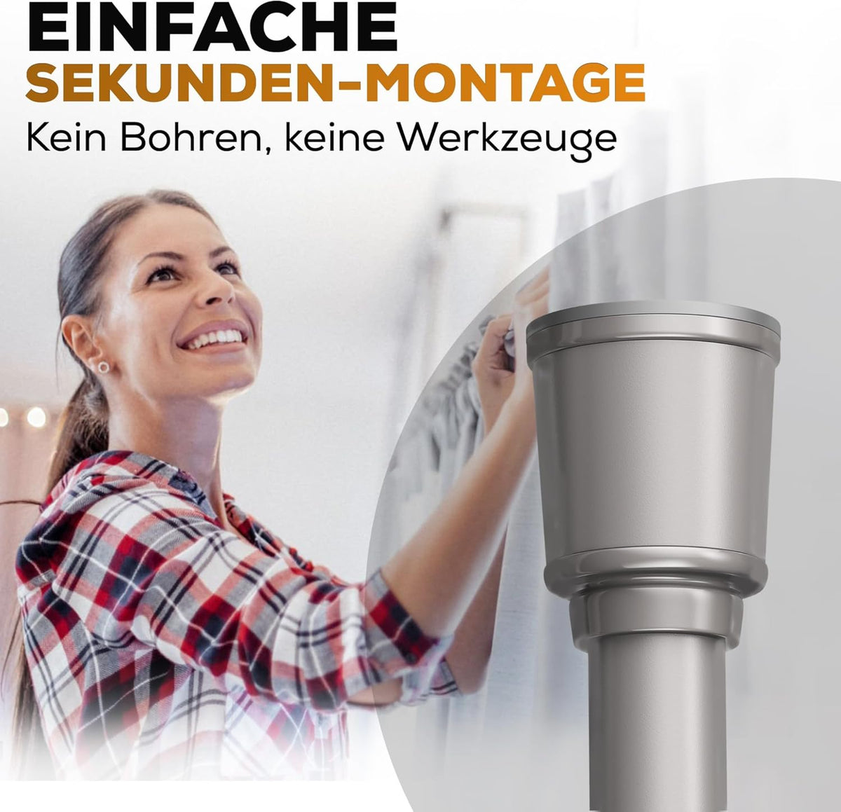 Teleskop-Duschstange zum Klemmen 370-420 cm, 370-420 cm Grau