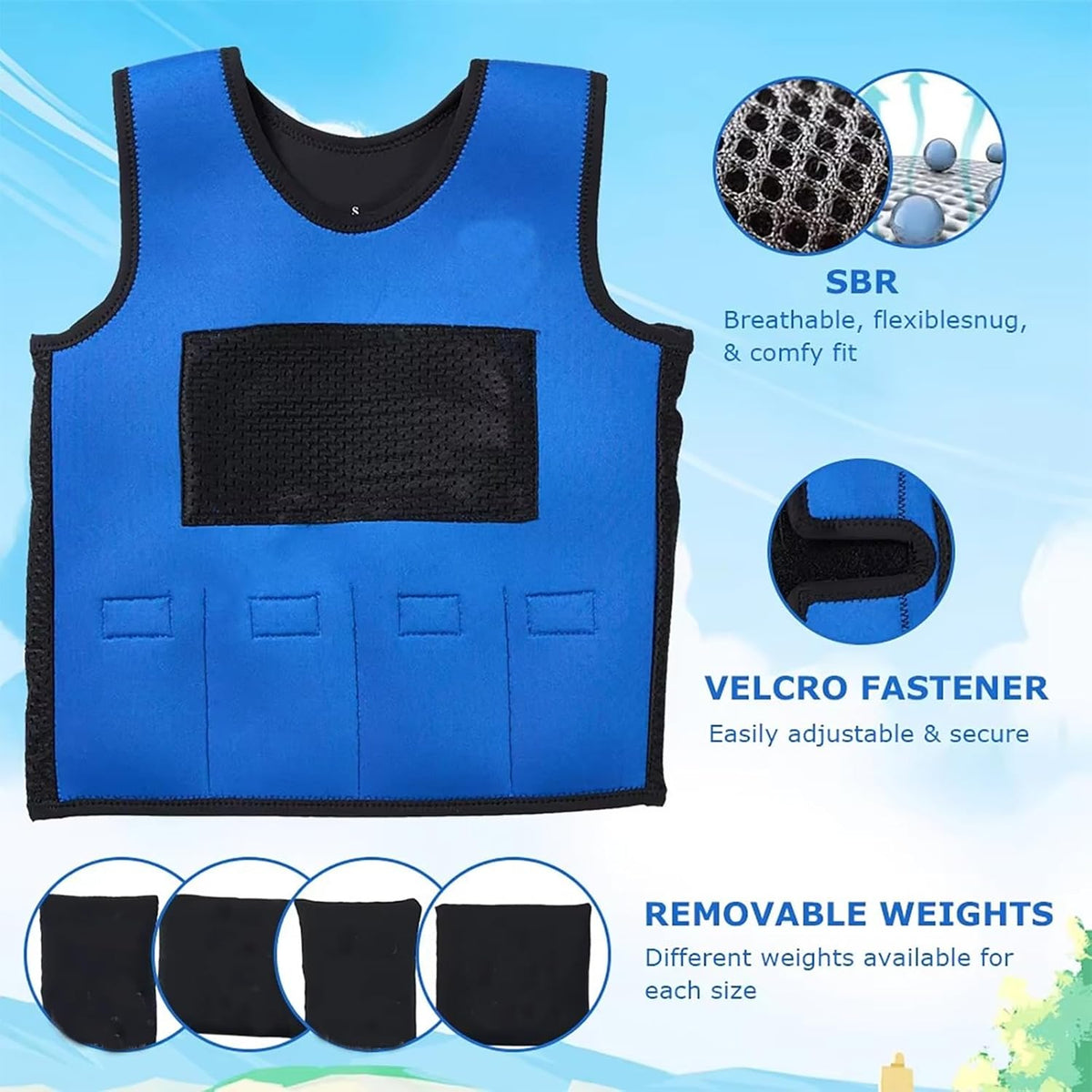 Gewichtsweste für Kinder, blue L