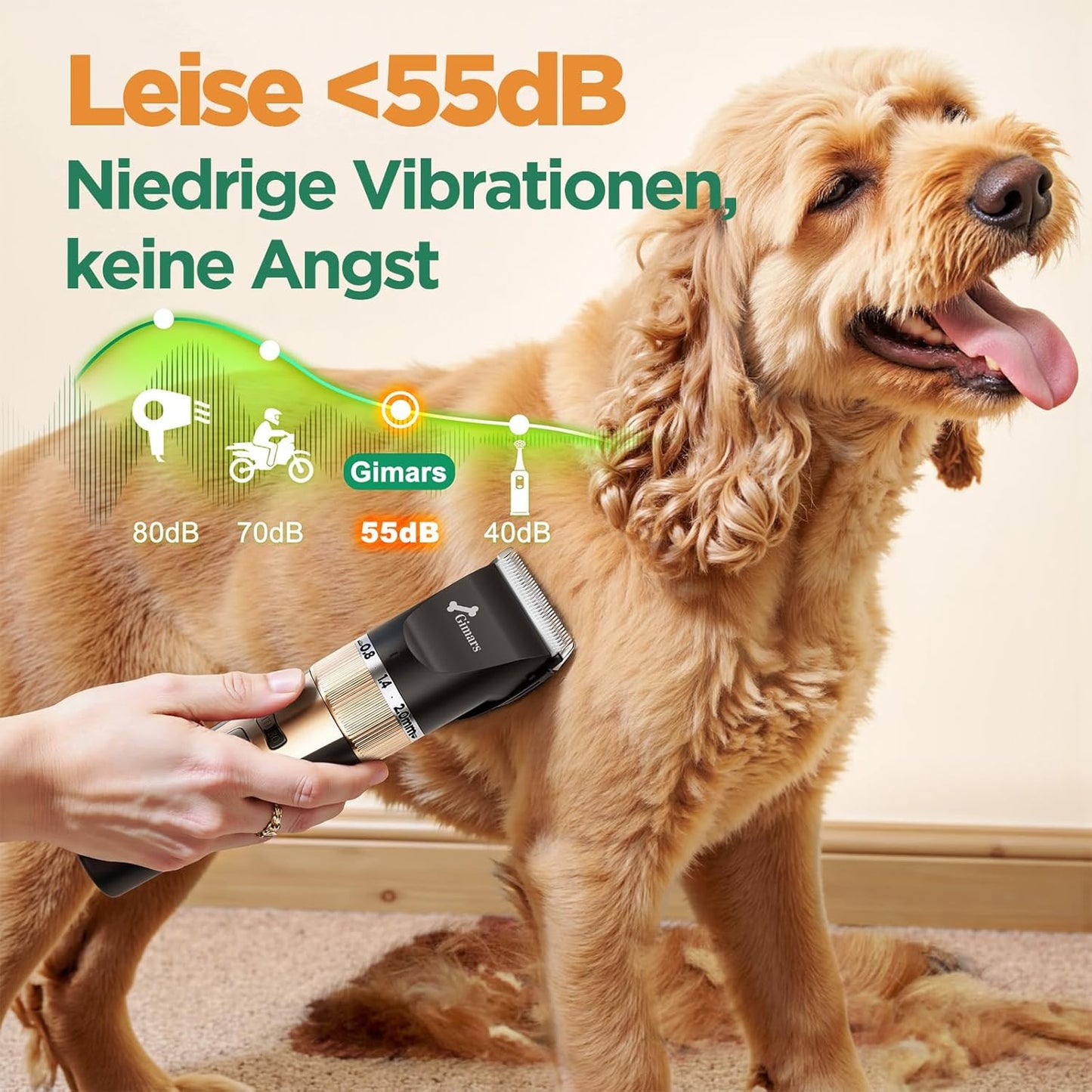 6-in-1 Hundeschermaschine mit Scherenset, 7000 U/min, 6-in-1 Schermaschine + Profi Scherenset Gold