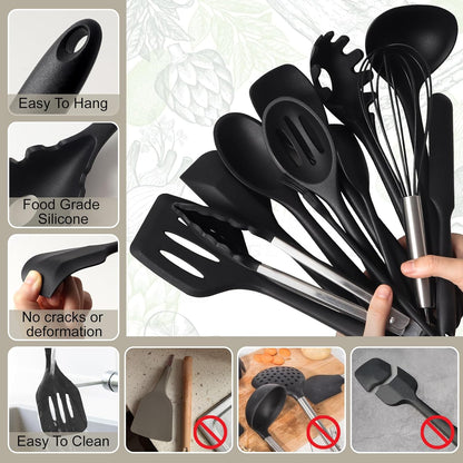 13-teiliges Küchenutensilien-Set, Larger And Thicker-schwarz