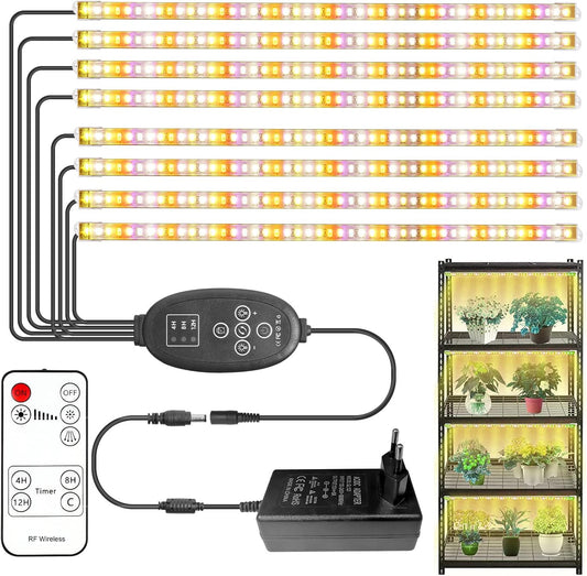 8er-Set LED-Pflanzenwachstumslichtstreifen mit Timer