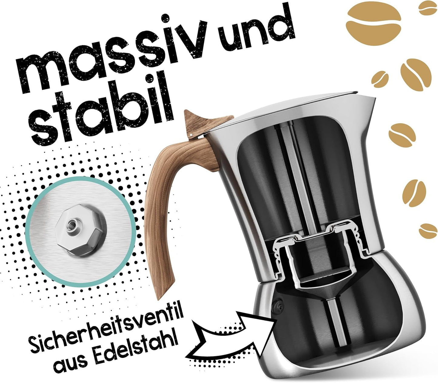 Flow Premium Espressokocher, 200ml (4 Tassen)