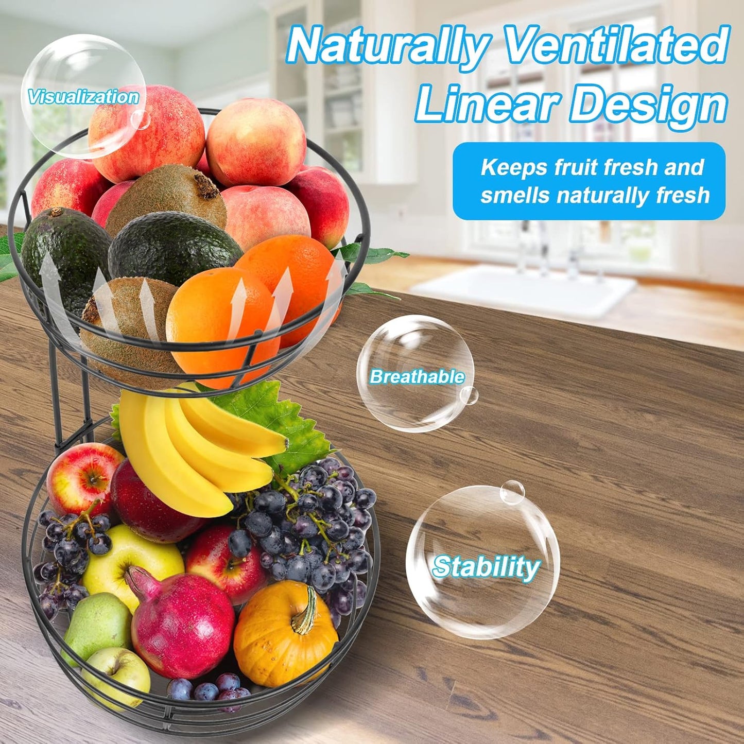 2-stöckiger Obstkorb mit Bananenhalter