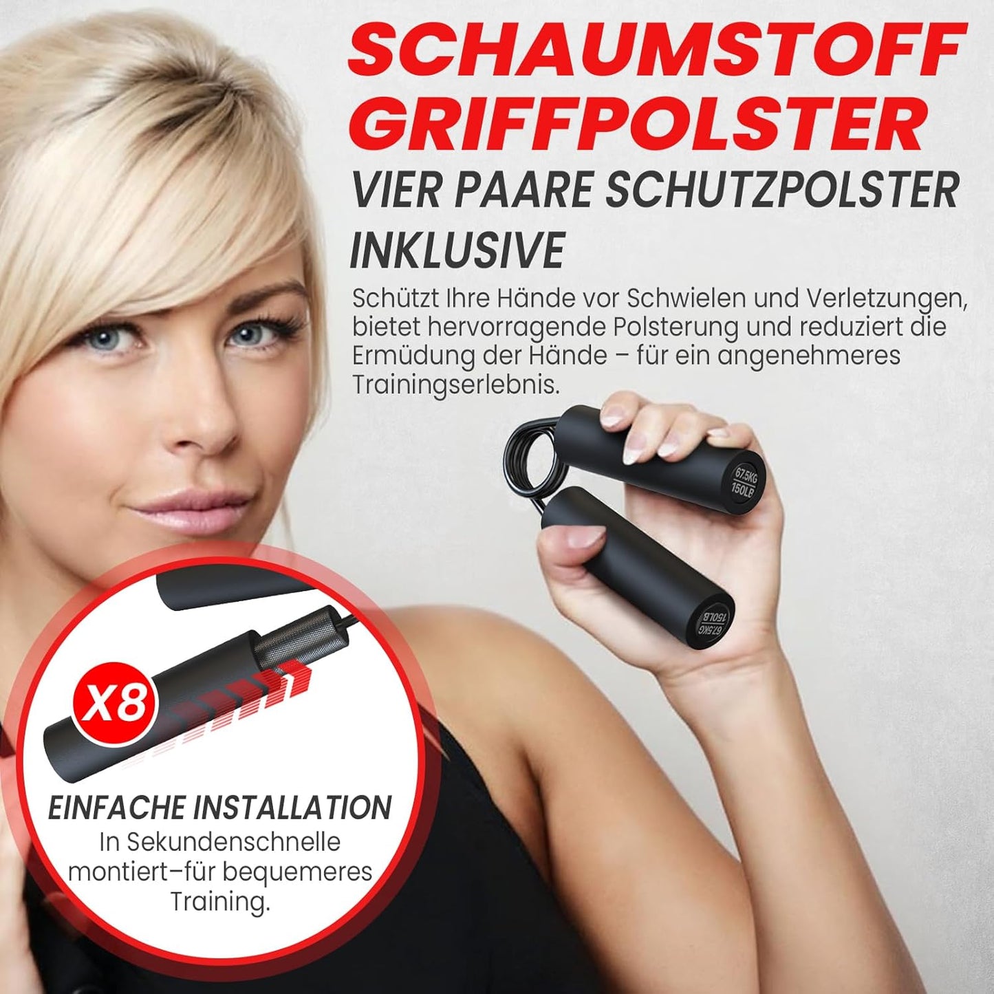 4er-Set Griffkrafttrainer, Schwarz