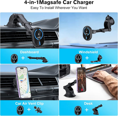 Magsafe Auto-Handyhalterung mit Ladefunktion, Blau + Teleskop-Saugnapf