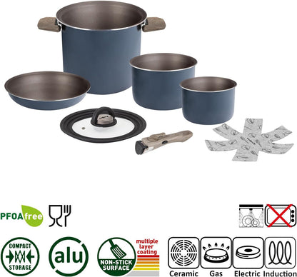 Camping-Kochgeschirr-Set, Alu-Topfset Ø 18-cm 5+1-teilig