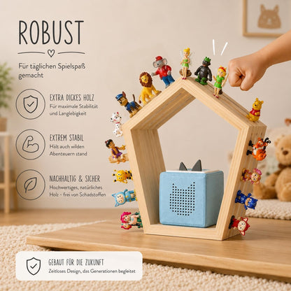 Regal für Toniebox mit Tonies Halterung (Holz)
