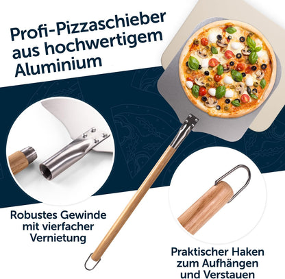 3-in1 Pizzastein Set für Ofen & Grill bis 900°C, 1) Pizzastein mit Schaufel