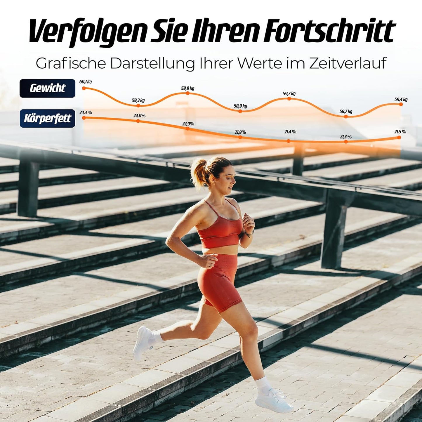 Körperfettwaage mit App & 8 Elektroden, 21 Messwerte, Pro Schwarz