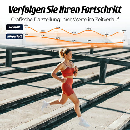 Körperfettwaage mit App & 8 Elektroden, 21 Messwerte, Pro Schwarz