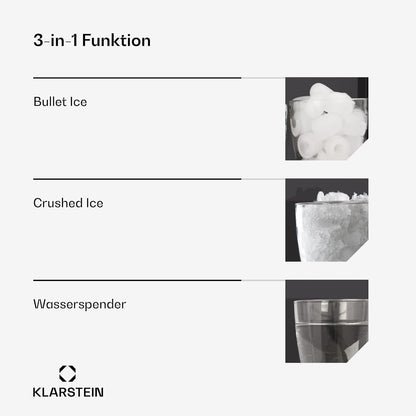3in1 Eiswürfelmaschine mit Wasserspender und Crushed Ice, 3 in1 Crushed Ice Digital|Schwarz