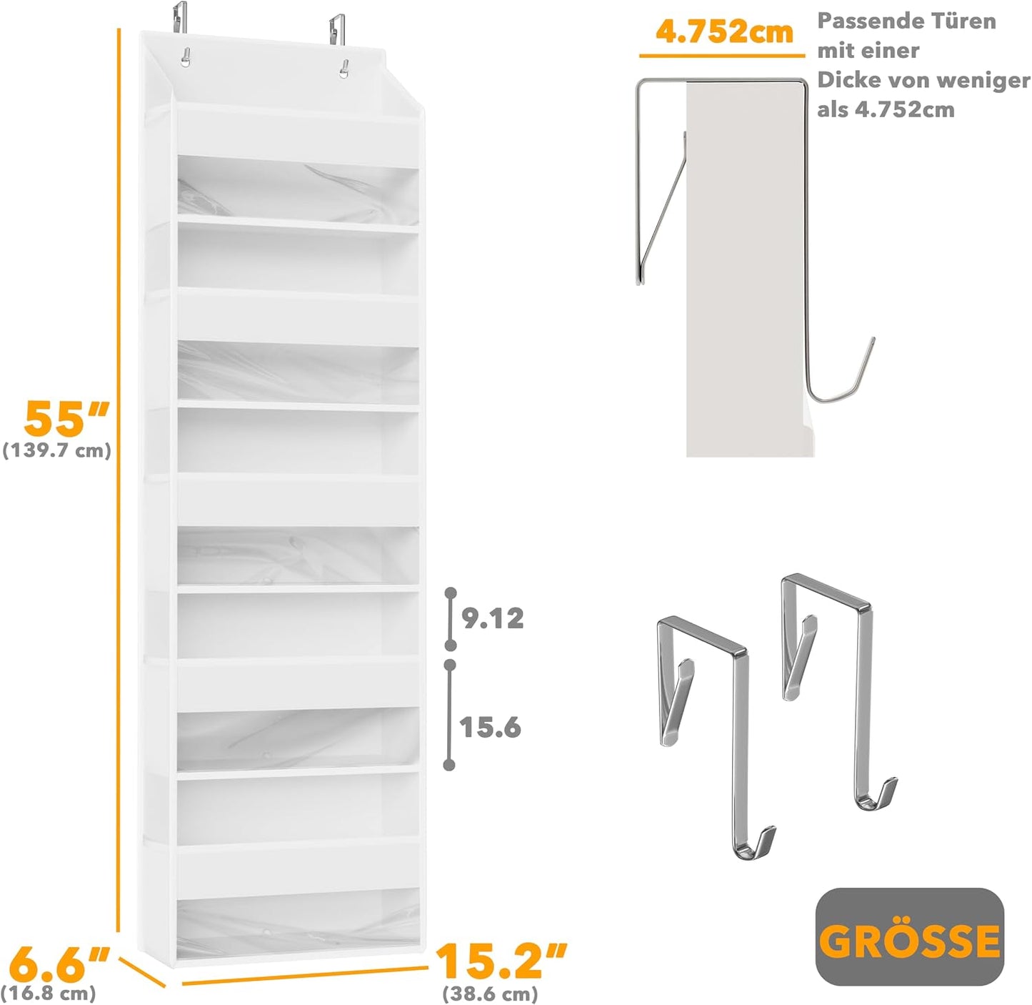 Tür-Organizer mit 5 Ebenen, 1 Packung Weiss