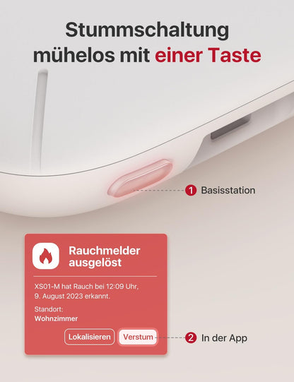 Smart Rauchmelder-Set mit WLAN-Basisstation (12 Stück), FS121 Kit mit SBS50 Basisstation Weiss