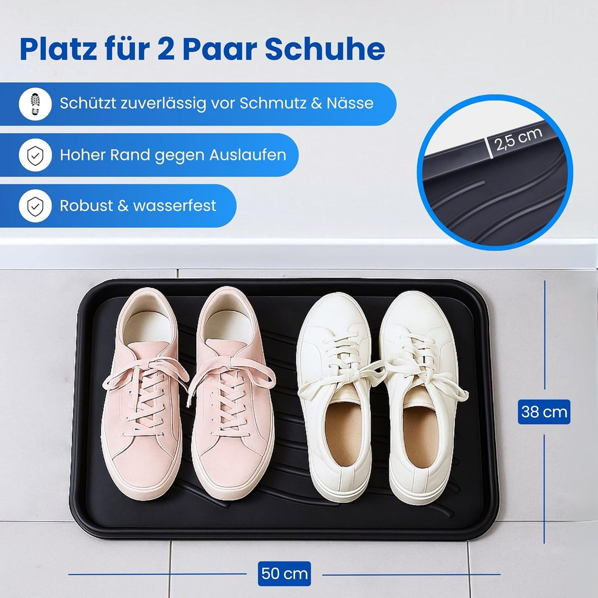 2er-Set Schuhabtropfschalen, Beige 50x38 cm 2