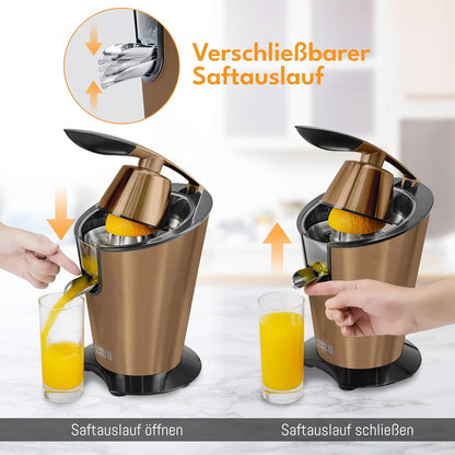 Orangensaftpresse, Kupfer - 600w - Inkl. Hebelarm