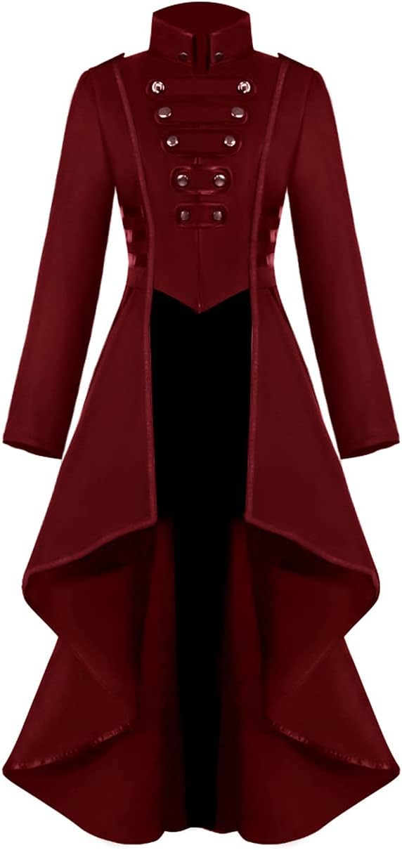 Steampunk Damen Frack Jacke, Rot M