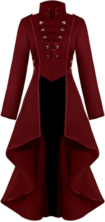 Steampunk Damen Frack Jacke, Rot M
