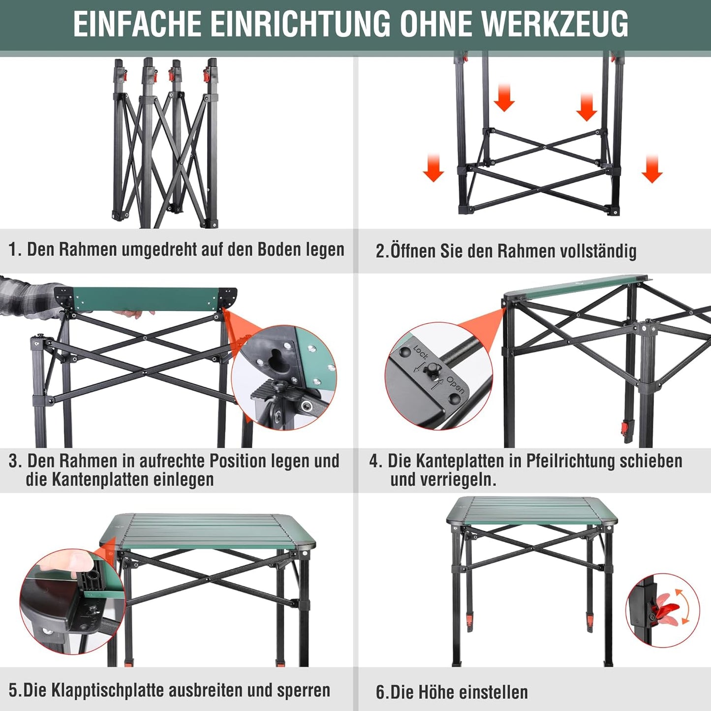 Klapptisch aus Aluminium mit Tragetasche, Large