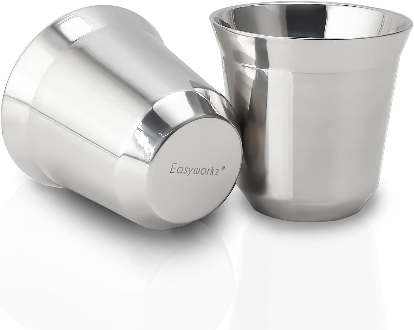 2er-Set Doppelwandige Espressotassen, 75 ml Chrom