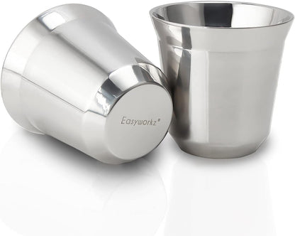 2er-Set Doppelwandige Espressotassen, 75 ml Chrom