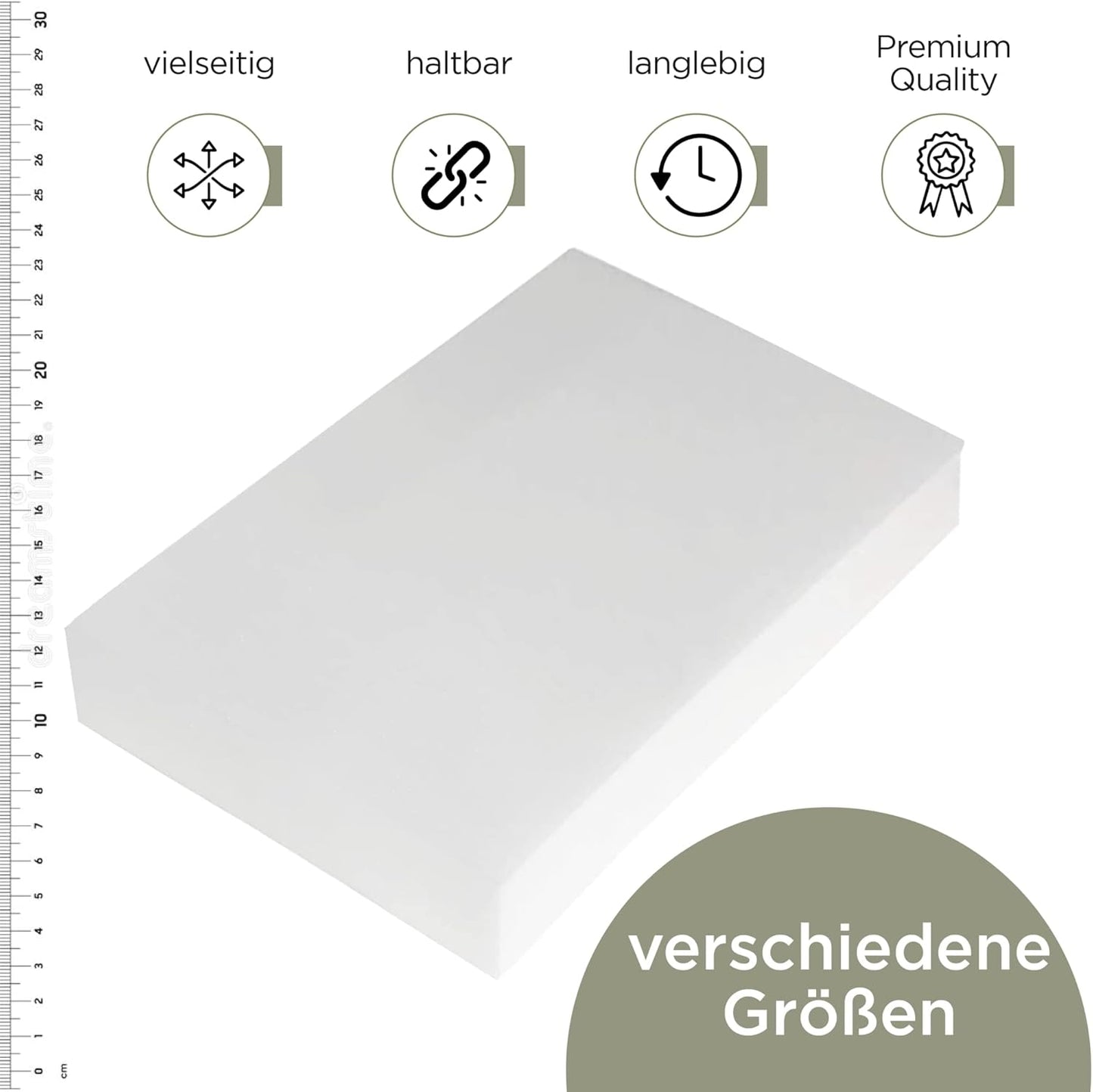 Schaumstoffplatten-Topper (200 x 40 x 3 cm), 3 cm 40 x 200 cm