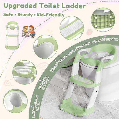 3-in-1 Toilettensitz mit Treppe für Kinder, Grün