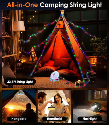 Aufrollbare Camping-LED-Lichterkette, Farbe & Wärme