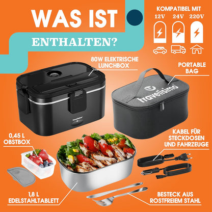 3-in-1 Lunch Box mit Aufwärmfunktion, Schwarz