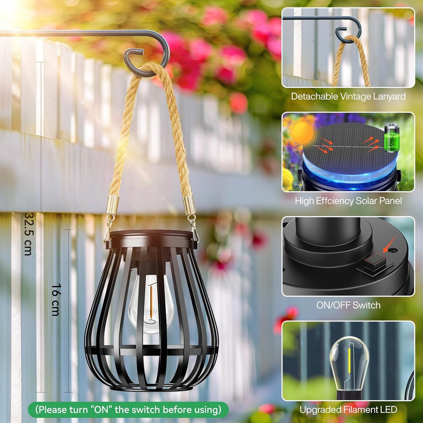 2er-Set Solarlampen, Retro