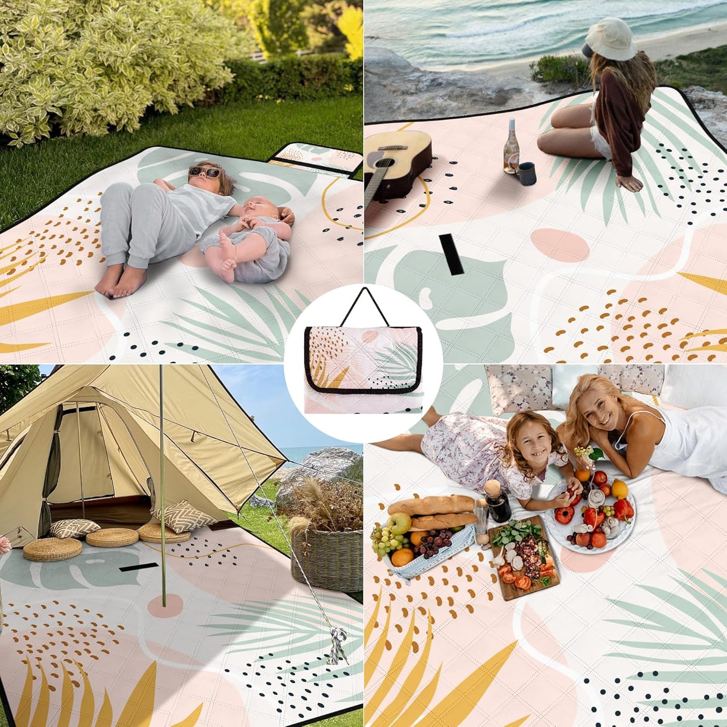 Wasserdichte Picknickdecke, Berry 200 x 200 cm 1