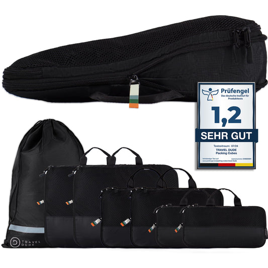 7-teiliges Packwürfel-Set, Schwarz 7-teiliges Set