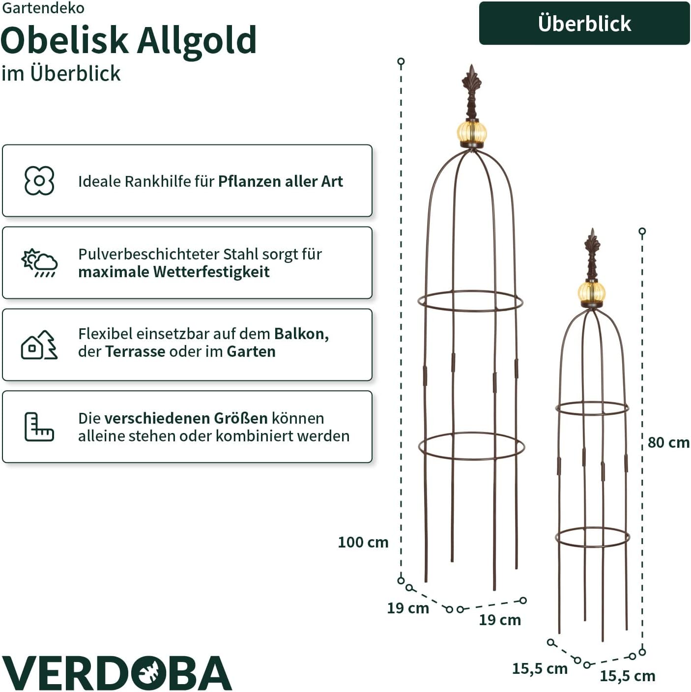 Obelisk-Rankhilfe, Braun Allgold