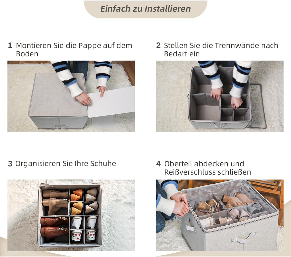 Grosser Schuh-Organizer, 64 × 43 × 32 cm Beige