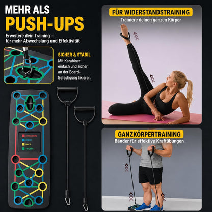 17-in-1 Push-Up Board mit Griffen, Schwarz