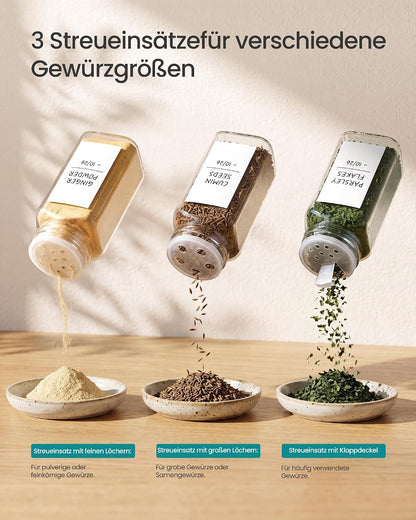 24-teiliges Gewürzgläser-Set mit Streueinsatz, Schwarz 24 Set