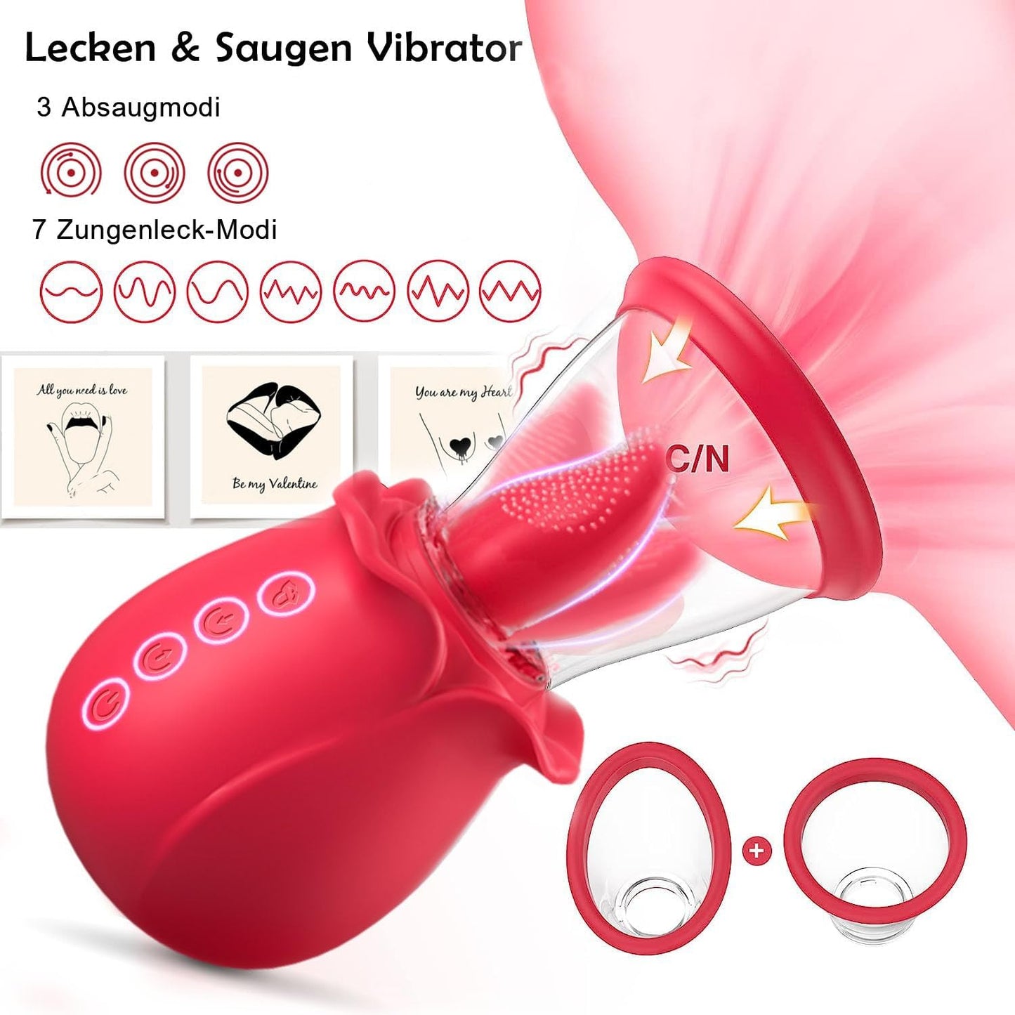 Vibrator & Klitorisstimulator-Set, Rot