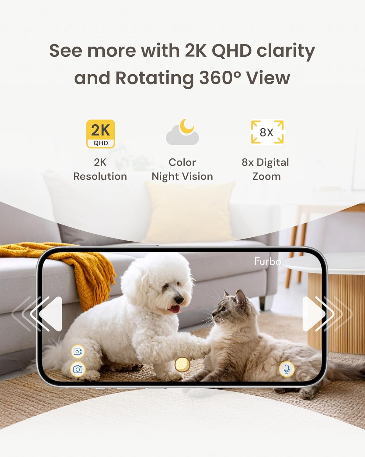 Mini 360 Pet Kamera mit Leckerliausgabe & App-Steuerung, Mini 360 Kamera - Abo optional