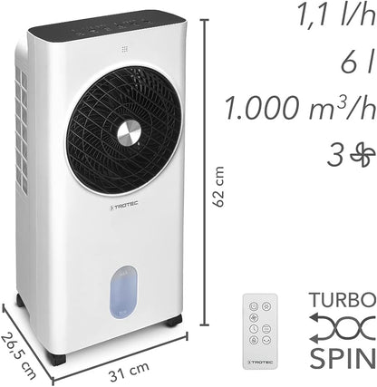 Mobiler 3-in-1 Aircooler PAE 31 mit Timer und Nachtmodus, 1.000 m³/h