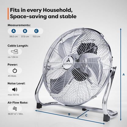 Aerson Bodenventilator, 30 cm Chrom