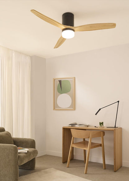 Deckenventilator mit Licht & Fernbedienung 132 cm, Mit Licht Naturfarbenes Holz