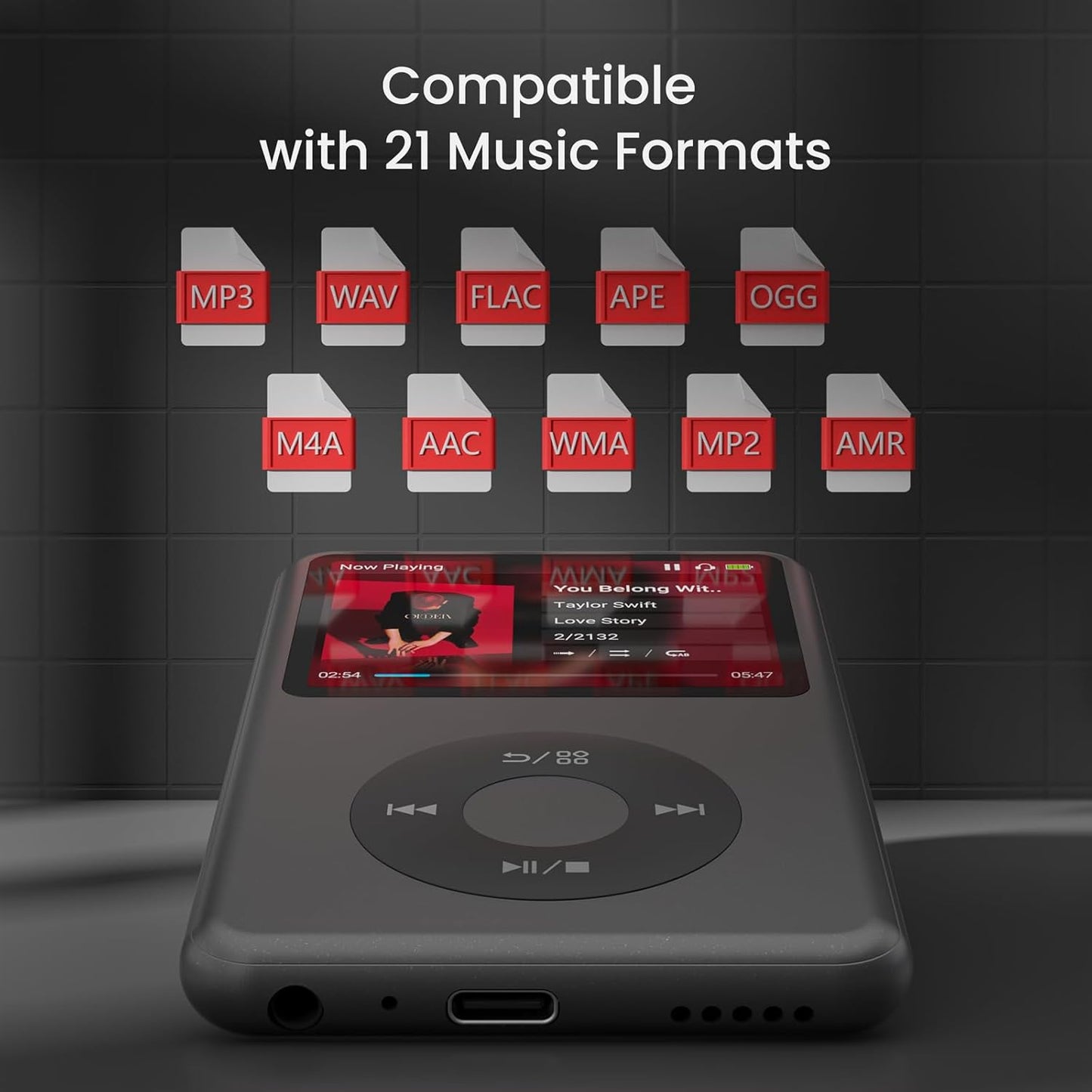 MP3-Player Y1 mit Bluetooth & FM-Radio, schwarz
