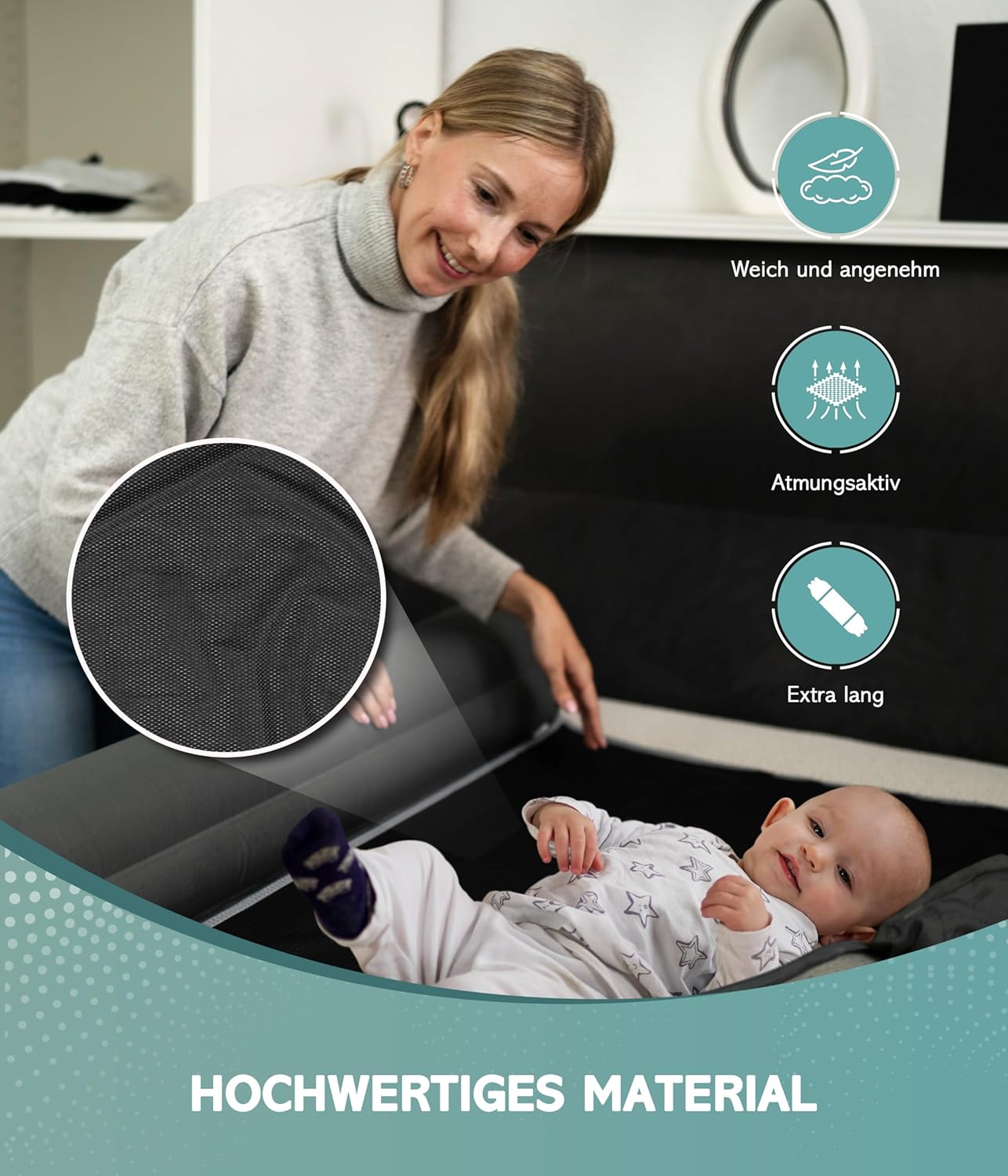 Aufblasbarer Rausfallschutz für Betten, 2er-Set, [180cm Länge] Doppel-Set