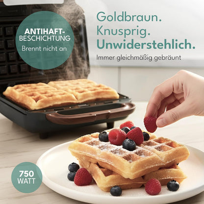 Sandwichmaker 3-in-1 mit Grill- und Waffeleinsätzen, Schwarz - 750w