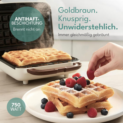 Sandwichmaker 3-in-1 mit Grill- und Waffeleinsätzen, Weiss - 750w