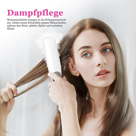 Dampf-Haarglätter-Bürste, Weiss